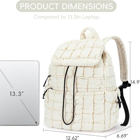 Puffy Quilted Women's Cream Colored Lightweight Backpack NWT - Picture 3 of 4